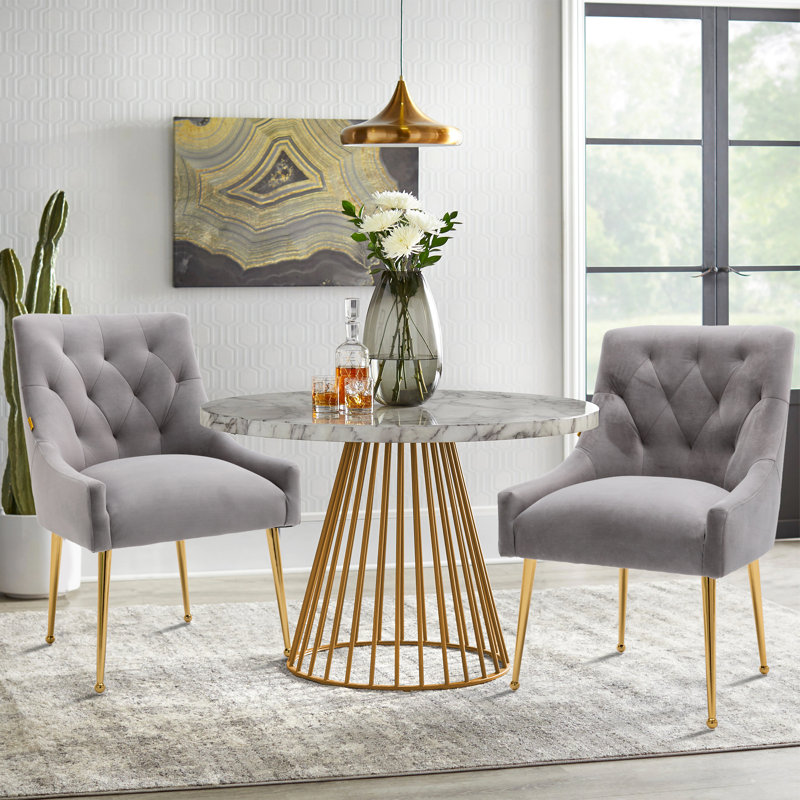 Arbri Velvet Side Chair, Gray Velvet