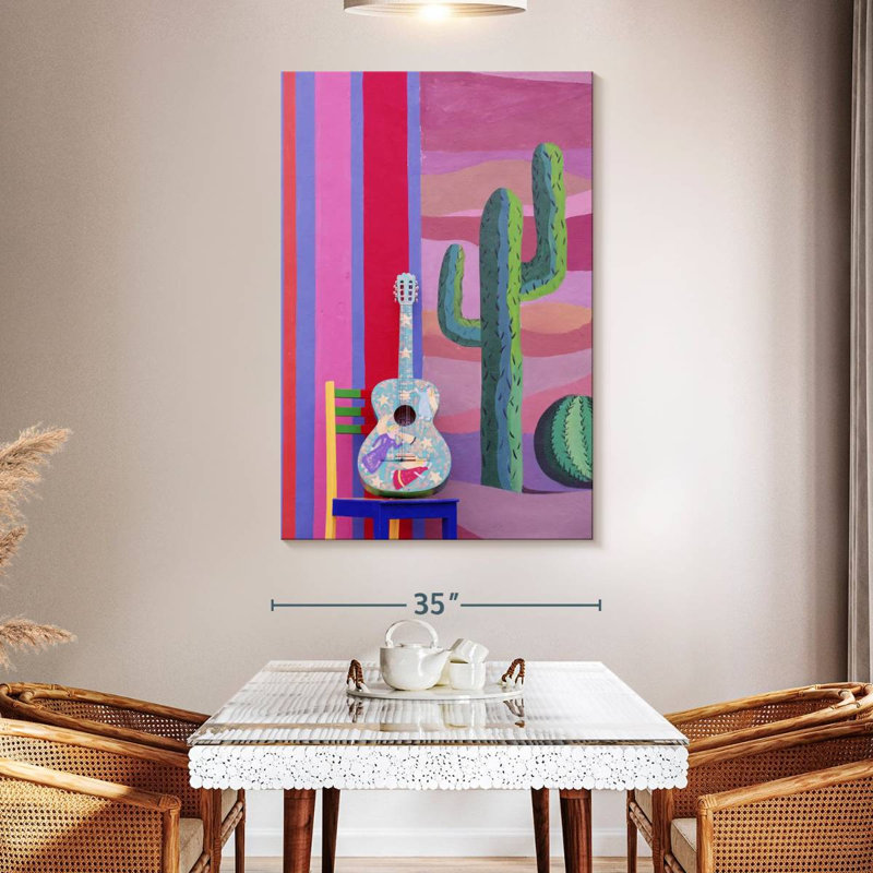 Abarca Guitar And Cactus, 51" H x 34" W