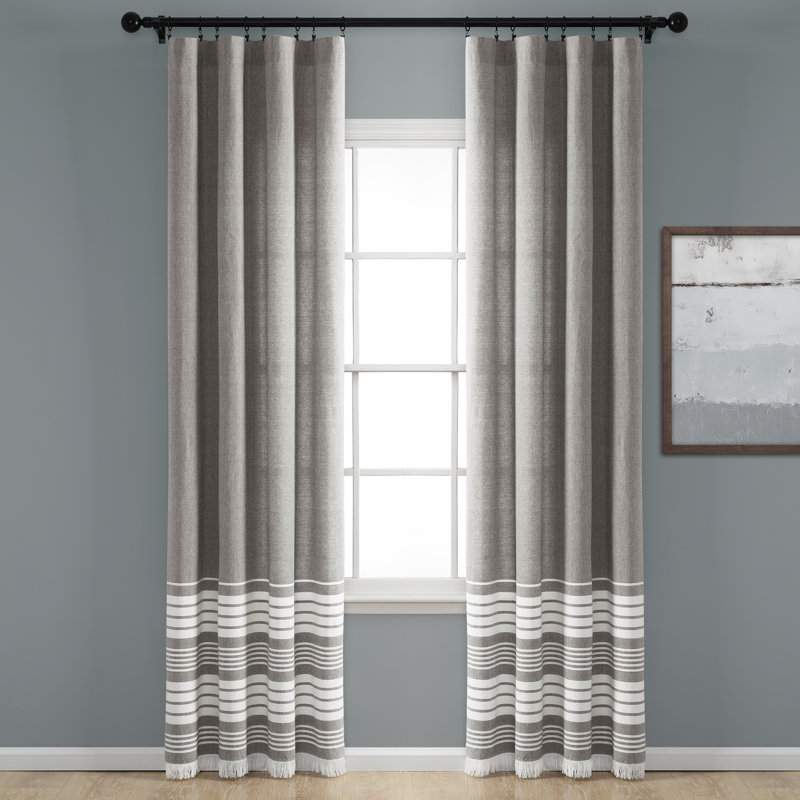 Paire de rideaux semi-diaphanes avec passe-tringle Nantucket, l 40 po x L 95 po, Bleu marine