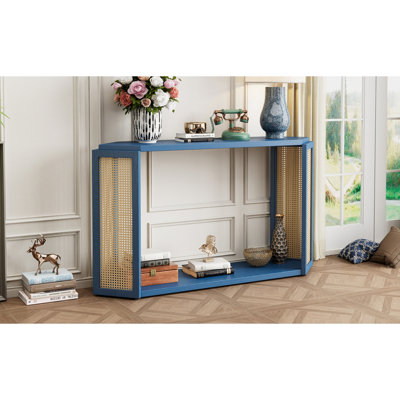 Console avec plateau solide, pour le salon et l'entrée, construction d'écurie bleue antique, couloir