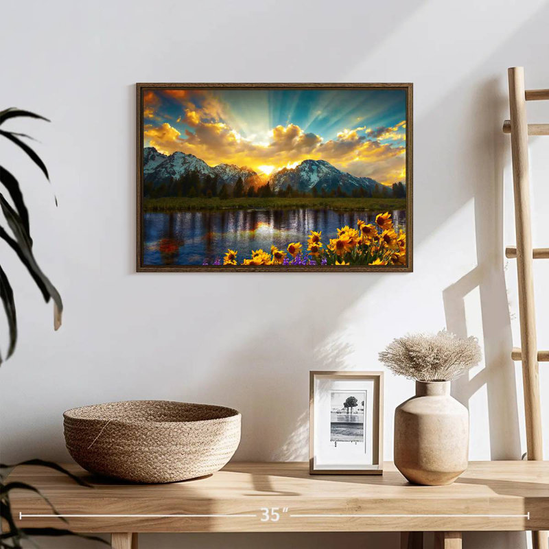 Grand Teton, 19 po x 13 po, Cadre flottant noyer