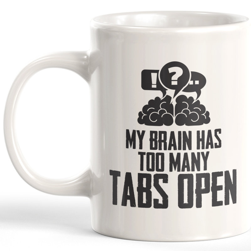 Grande tasse à café ouverte My Brain is too, 11 oz, Céramique