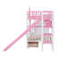 Lit superposé simple rose, pin, 2 tiroirs, 3 tablettes et glissade pour lit amusant Twintwin, couleur, glissade, sans matelas inclus-211280042-211280053
