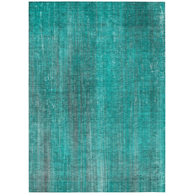 Tapis extérieur lavable antidérapant 3 pi x 5 pi bleu sarcelle