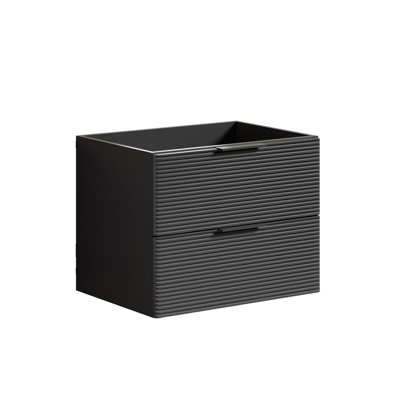 Base de meuble-lavabo mural simple flottant 30 po avec façades de tiroir cannelées en gris moderne (lavabo non inclus)