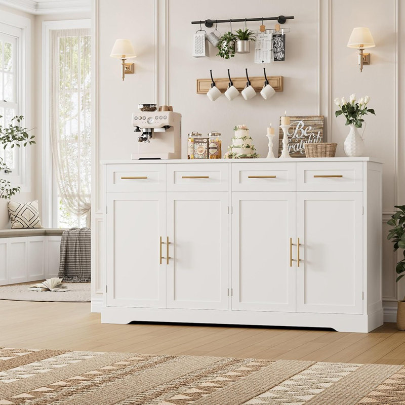 Buffet haut 60 "avec tiroirs - blanc