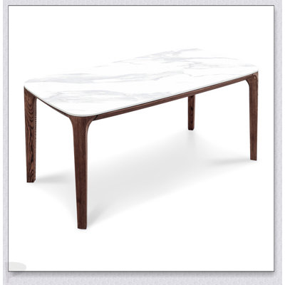 Myko Modern Rectangular Ceramic Dining Table, 6.6Ft - Calacatta Ceramic, Durable And Stylish For Contemporary Interiors