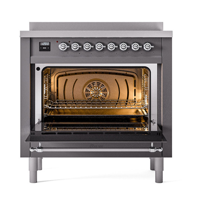 ILVE Nostalgie II Noblesse 36 in Induction Range, Graphite Matte/Chrome