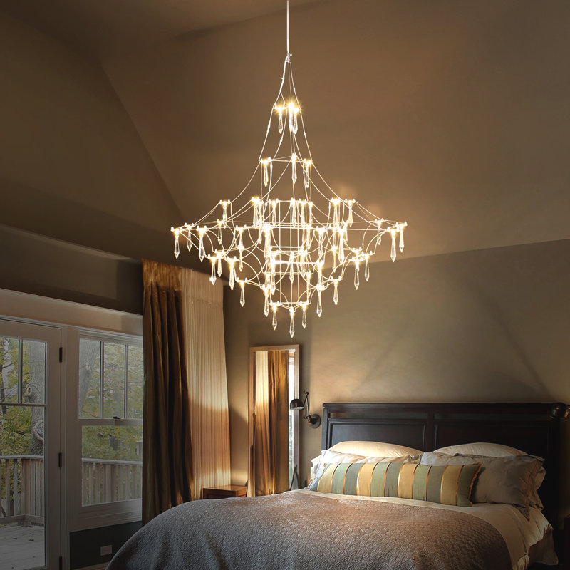 Lustre en cristal 66 lumières DEL, Argent