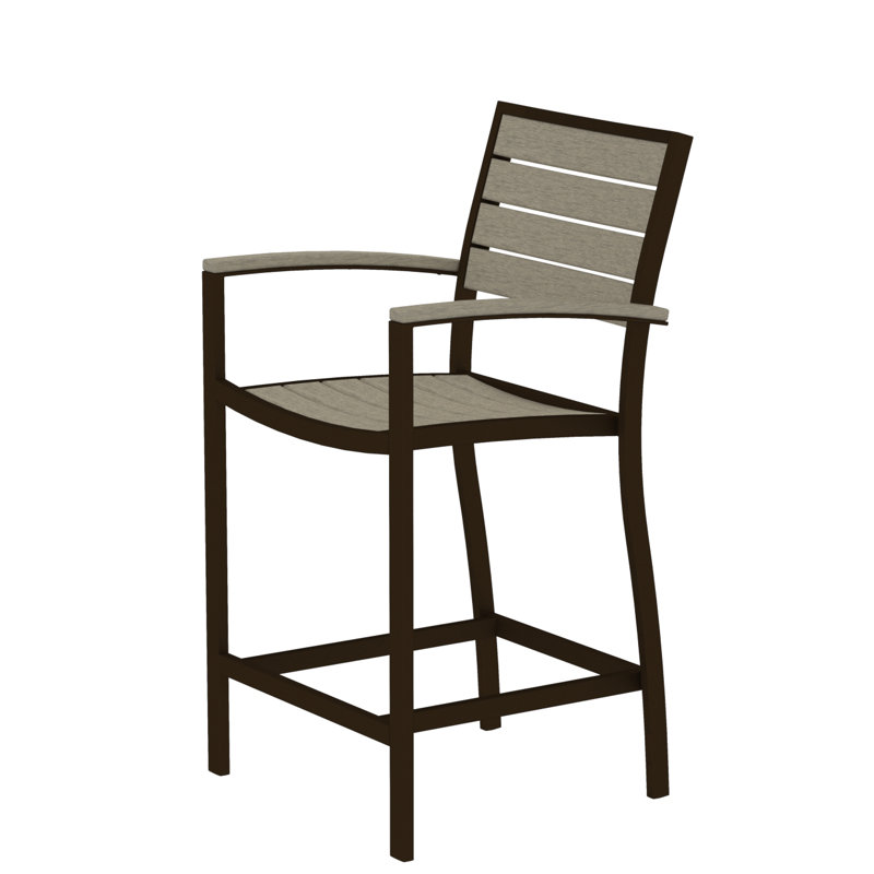 Chaise avec accoudoirs de comptoir POLYWOOD Euro, Bronze texturé, Sable