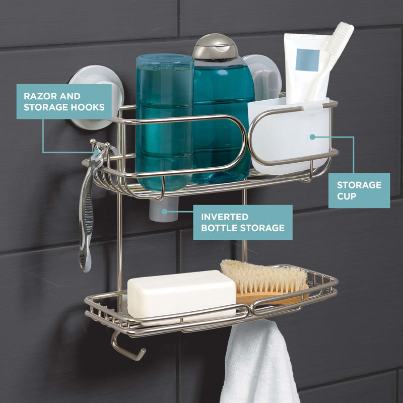 Stainless Steel Dual Mount Suction Shower Caddy