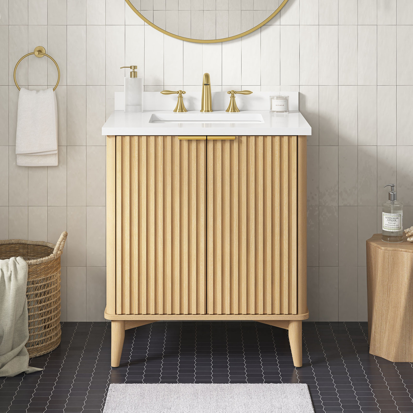 30" Single Bathroom Vanity, Rustic Ash