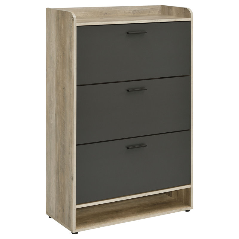 Freidin 21 Pair Flip Down Shoe Storage, Natural/Grey