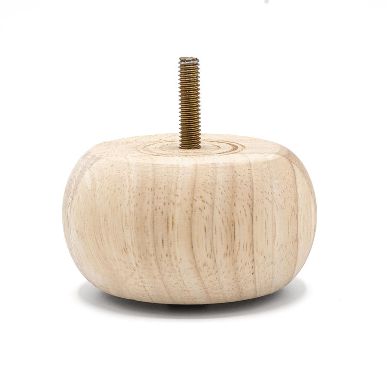 Solid Hardwood Round Bun Foot 4 Pack with 4 Free Insert Nuts and Drill Bit, 1-7/8" H x 3-5/8"W, Stained Espresso
