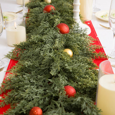Guirlande en cèdre artificiel doux et réaliste - Décoration de Noël pour foyer, table, escalier, fenêtre et porte d'entrée