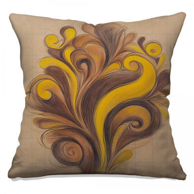 Coussins décoratifs à double face brun et jaune