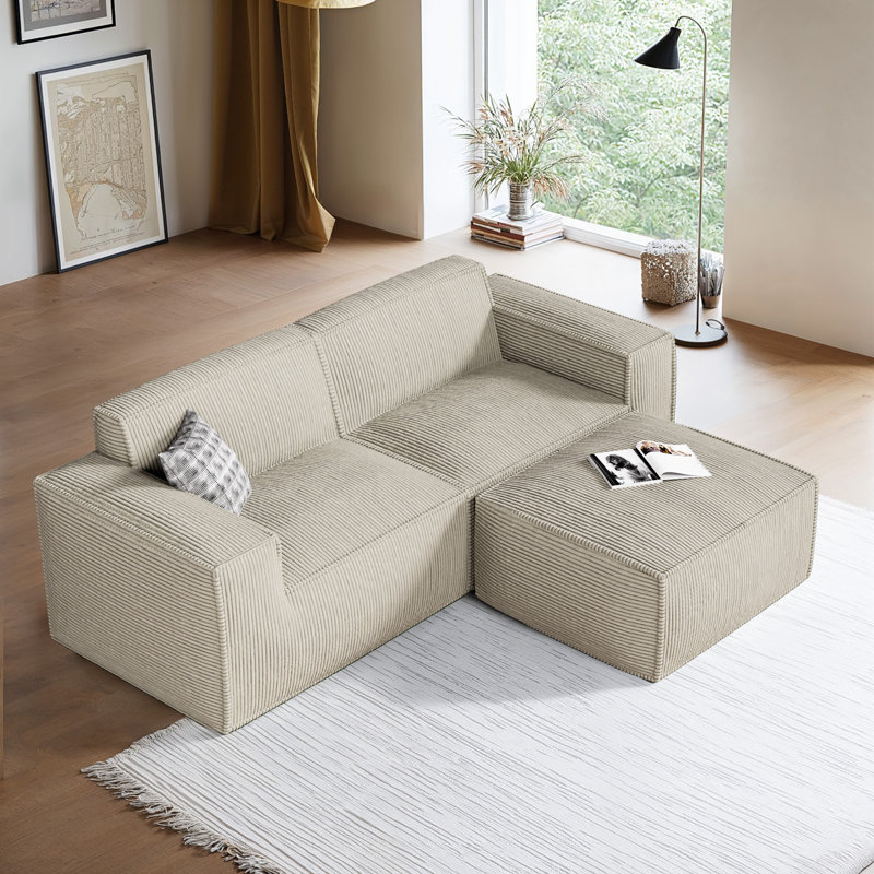 Canapé modulaire en forme de L de 80 po Boneless, Gris, 2 Sièges