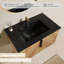 Ensemble de meuble-lavabo mural flottant simple 30 po avec lavabo en céramique intégré noir et armoire à grain de bois à chevrons-480158583-334507403