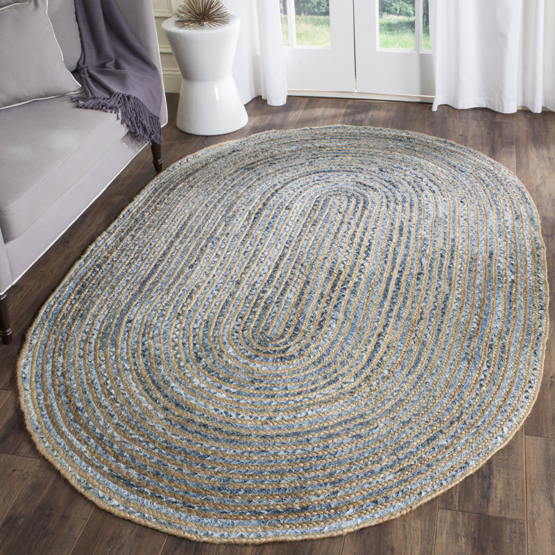 Williar Hand Woven Jute Rug, Oval 9' x 12'