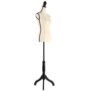 Female Mannequin Torso Adjustable Height Dress Form Mannequin Body With Tripod Stand For Clothing Dress Jewelry Display, Beige