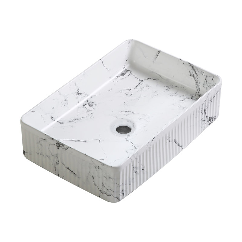 Lavabo de salle de bain vasque rectangulaire en céramique noire avec robinet 20 x 14 pouces Topcraft