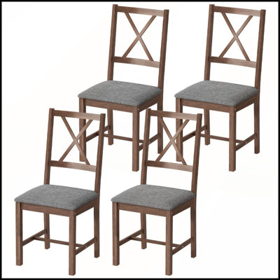 Chaises de salle à manger rustiques à dossier en X avec sièges rembourrés confortables pour toute pièce (ensemble de 4)