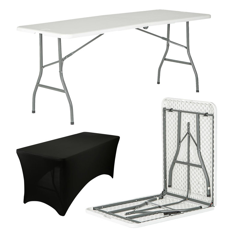 180cm Rectangular Folding Table, White/Black