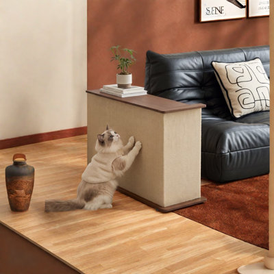 Tables de bout avec rangement, griffoir en bois aggloméré pour chat, table d'appoint mobile moderne