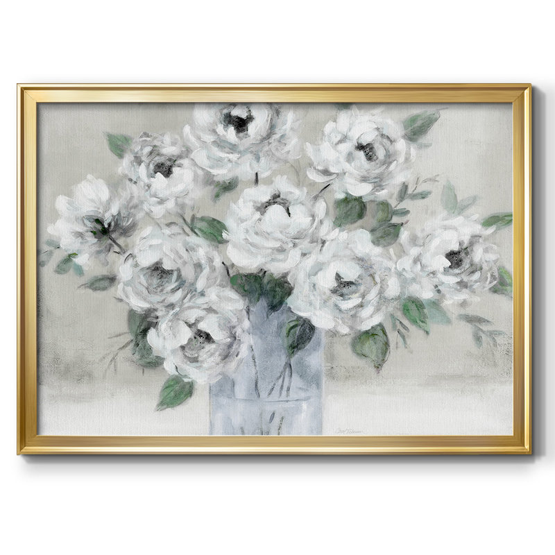 Tender White Roses, reproduction d'art sur toile, H 30 po x l 44 po x P 1,5 po, Or