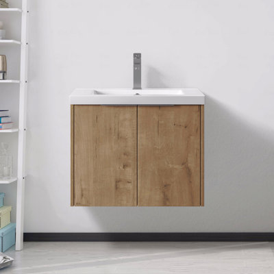Armoire de salle de bain avec lavabo, portes à fermeture douce, conception à fixation flottante