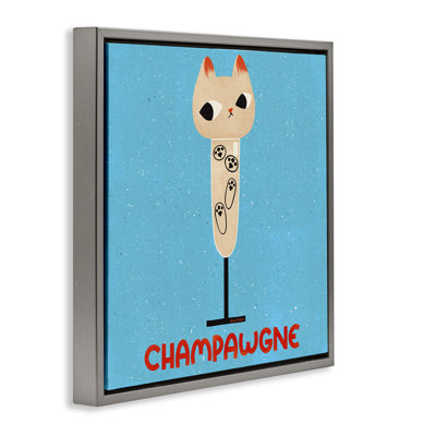 Champawgne Feline Wine Floating Frame, design by Carrie Cantwell