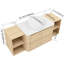 Meuble-lavabo de 137 cm (54 po) avec lavabo en céramique décorative, 2 étagères de rangement, portes à fermeture amortie, emballage démontable, contreplaqué – conception compacte, utilisation silencieuse et spacieuse, grande capacité