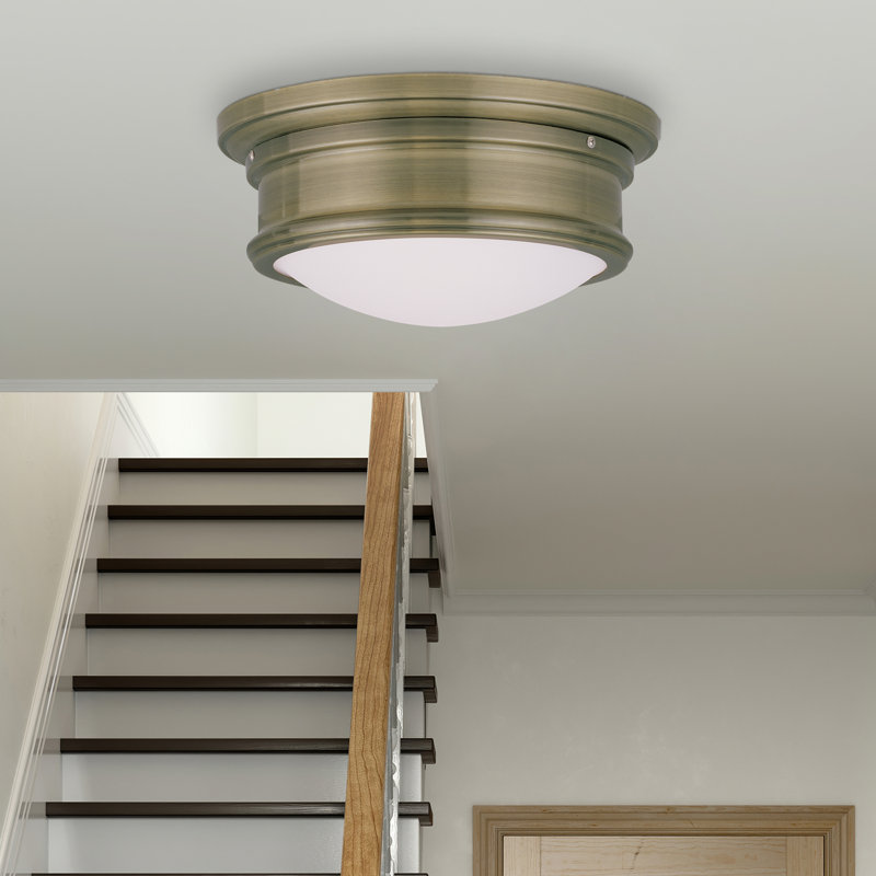 Tavernia Glass Flush Mount, Antique Brass, 4.5" H x 11" W x 11" D