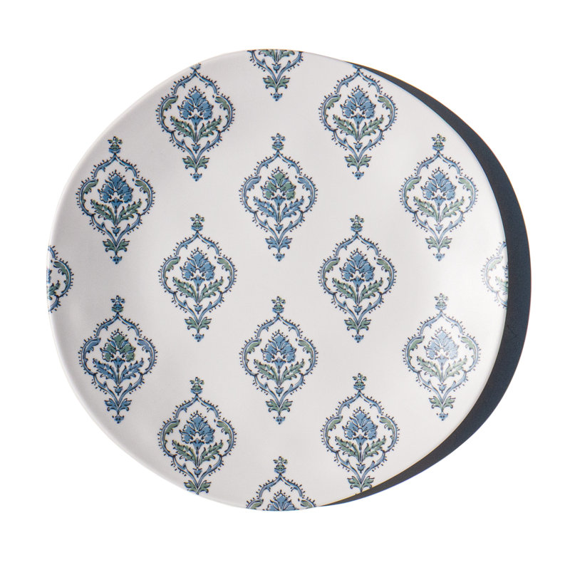 Assiette plate en mélamine Kashmir NewWave - bleu - 10,5 po - ensemble de 6