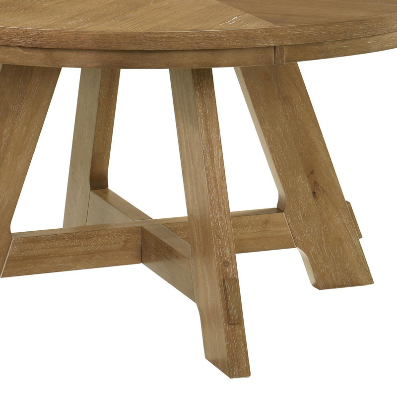 Round 54-inch Wood Dining Table Brown Oak
