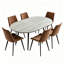 Ensemble de salle à manger de cuisine, table de salle à manger extensible de 43 à 59 po avec chaise rembourrée (table, 6 chaises)-126089816-126089812-126089811