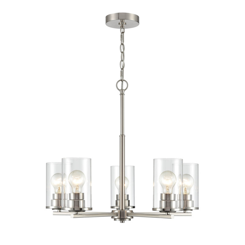 Lustre traditionnel à 5 lumières Verlana, Nickel brossé