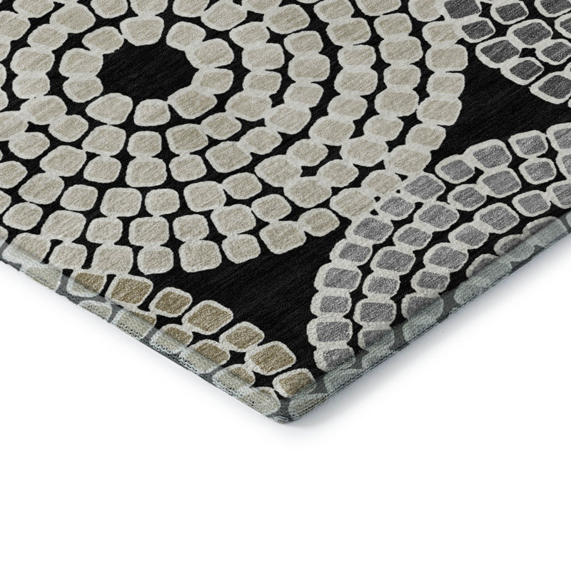 Tapis noir Prisco lavable à la machine de qualité supérieure, Rectangle 9 pi x 12 pi