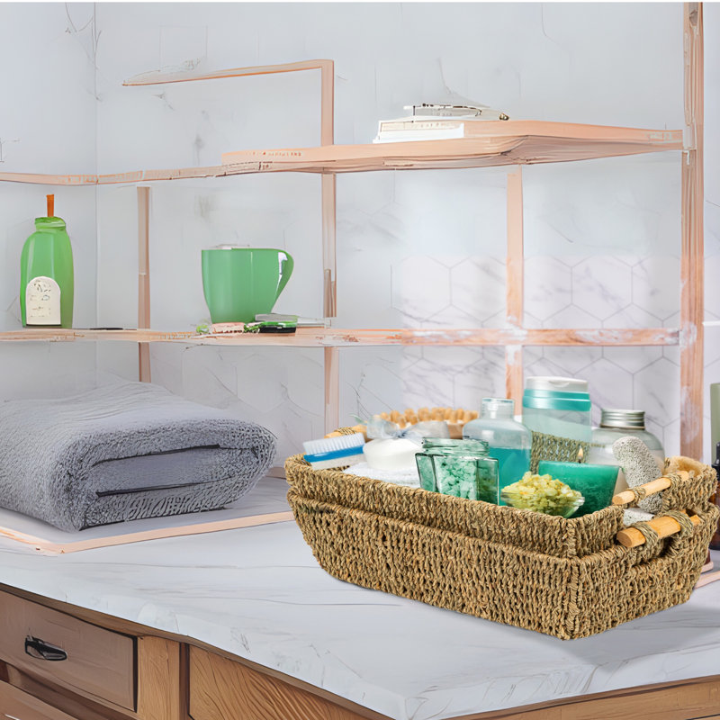 Wicker Storage Basket Set 2, Large,, Beige