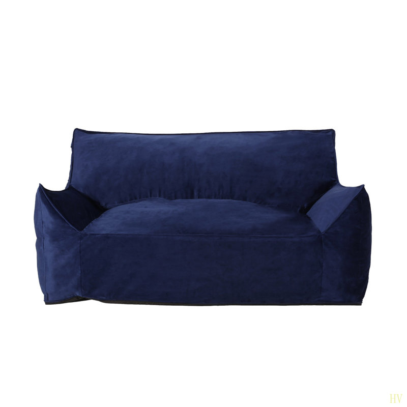 Fauteuil à billes surdimensionné 2 places avec accoudoirs Fila Velveteen, Bleu