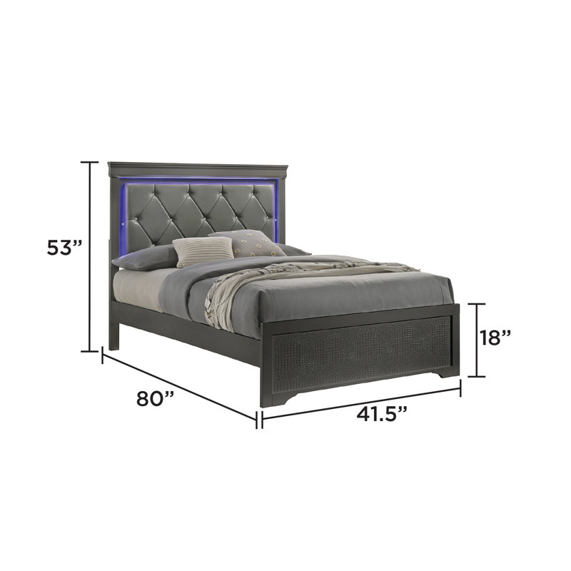 Mylhana Upholstered Standard Bed, Gray, Twin