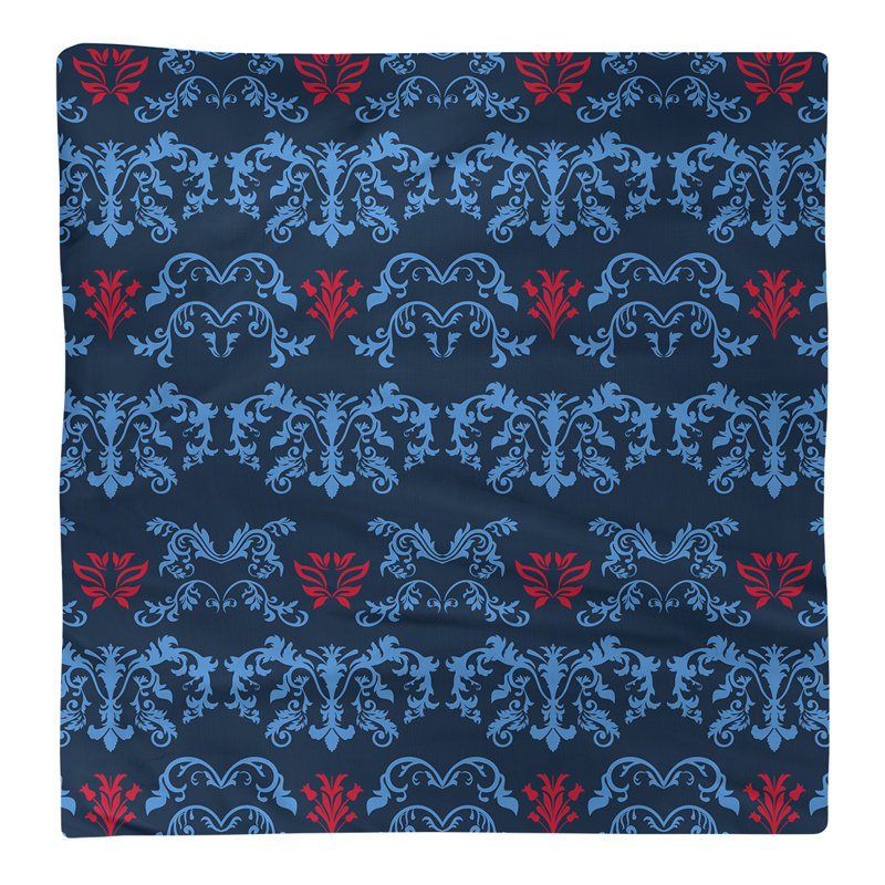Damask Square Napkin, Blue/Navy/Red, Polyester, 10" W x 10" L