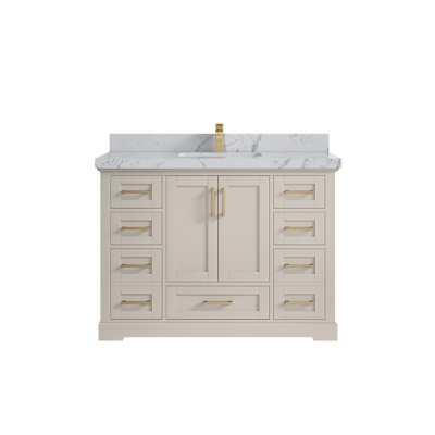 Boston 48 po X P 22 po D Meuble-lavabo simple en grain fin avec quartz Palissandro