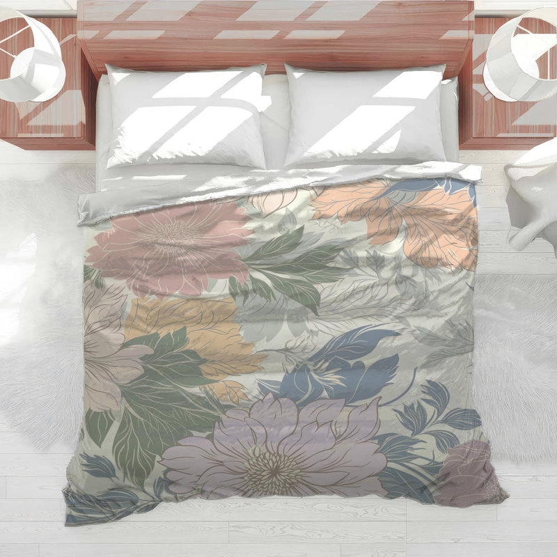 Pastel Floral Pattern Comforter, Twin