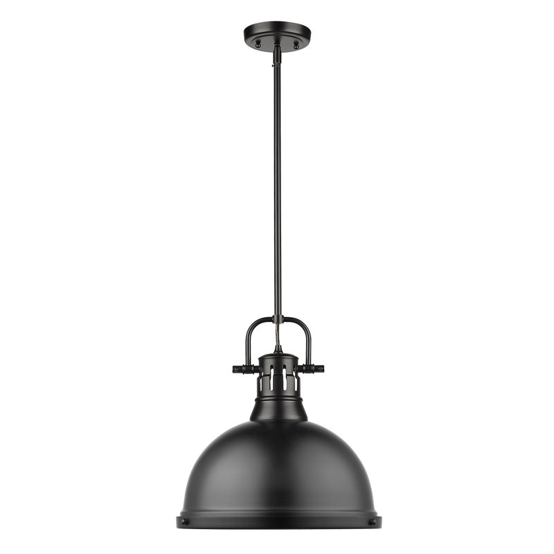 Calico 1-Light Dimmable Steel Dome Pendant with Adjustable Height, Matte Black, Matte Black