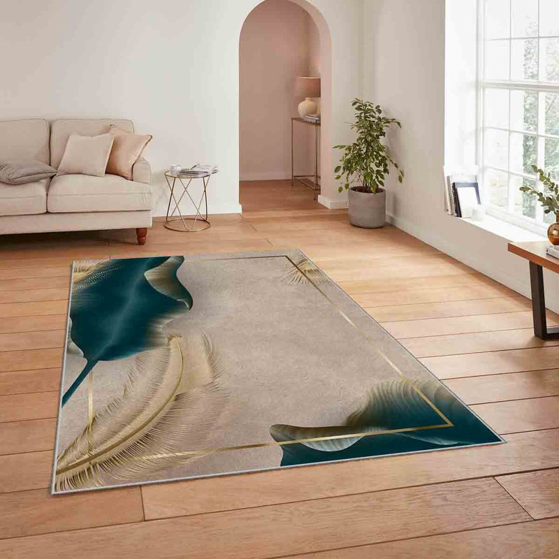 High-Quality Woven Carpet, 5.2 x 7.5 Feet, 100% Polyester, 740 g/m² | Non-Slip Felt Dot Underside, 0.16 in Pile Height | Machine Washable (30°C), Easy to Clean | Stylish Digital Print, Perfect for Living Room & Bedroom