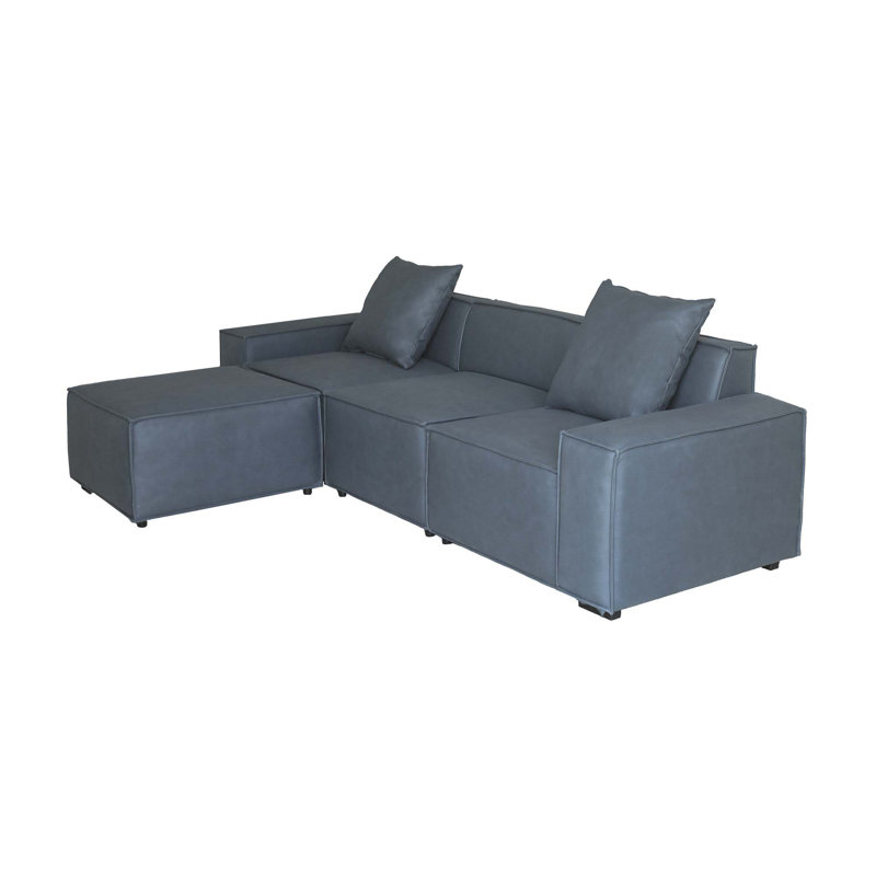 Canapé à accoudoirs carrés 102,4 po Bodhin, Polyester à 100 % bleu gris