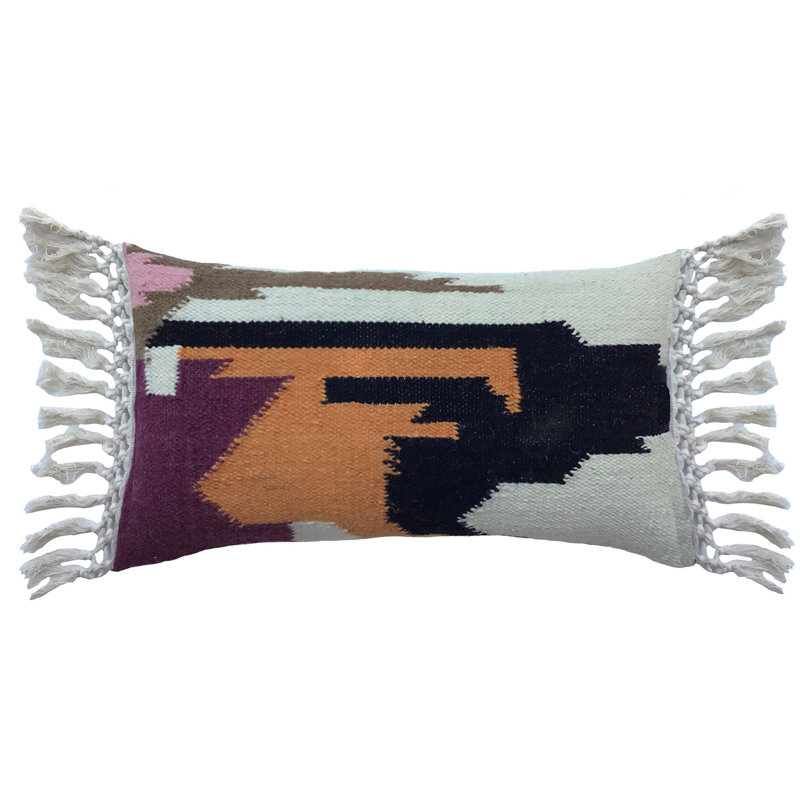 Coussin décoratif en laine Chandra, multicolore