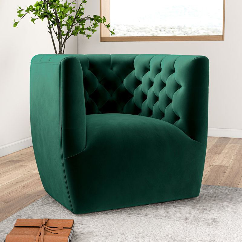 Fauteuil pivotant Quinton, Velours vert