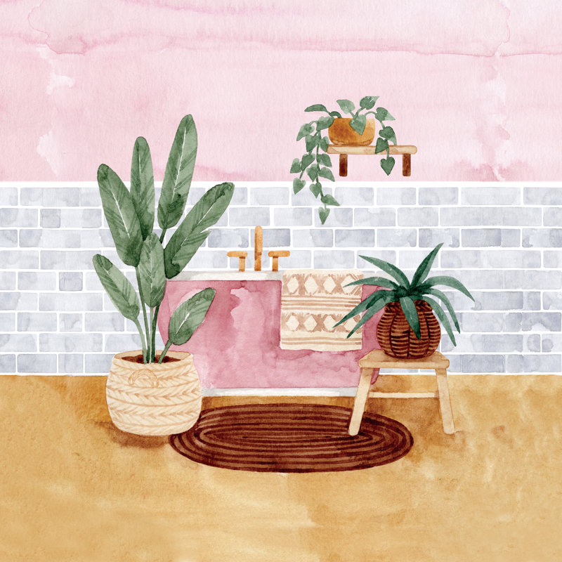 Girly Bathroom - Wrapped Canvas Art Prints, 122cm H x 122cm W